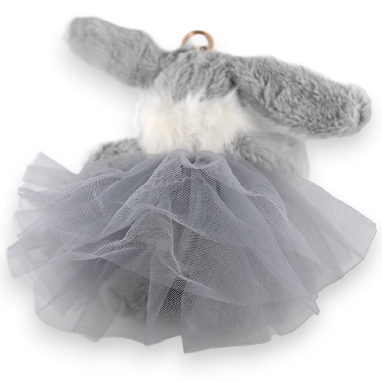 Porte-clés lapin shabby tulle gris