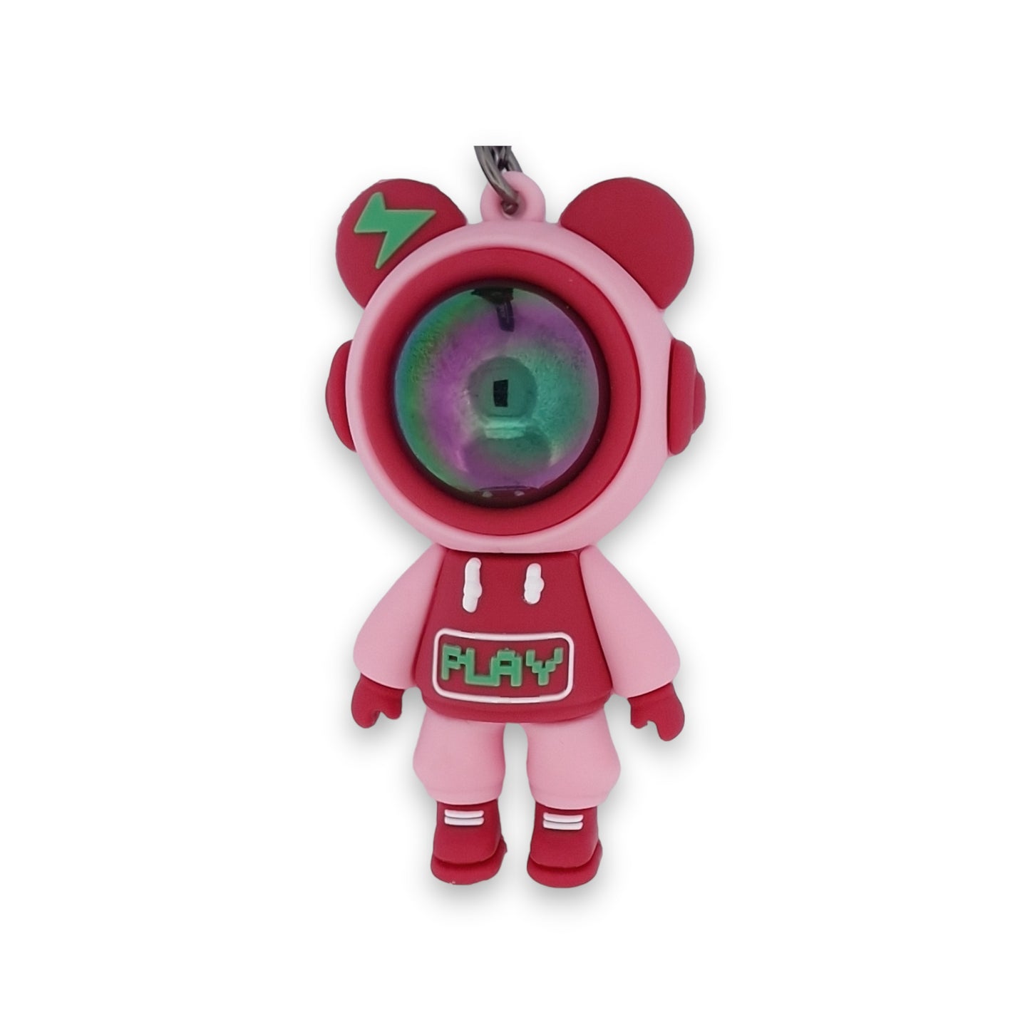 Porte-clés cosmonaute rose fille oreille nounours