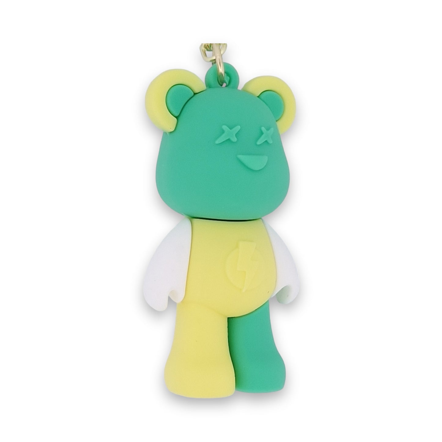 Porte-clés doudou nounours vert jaune pastel