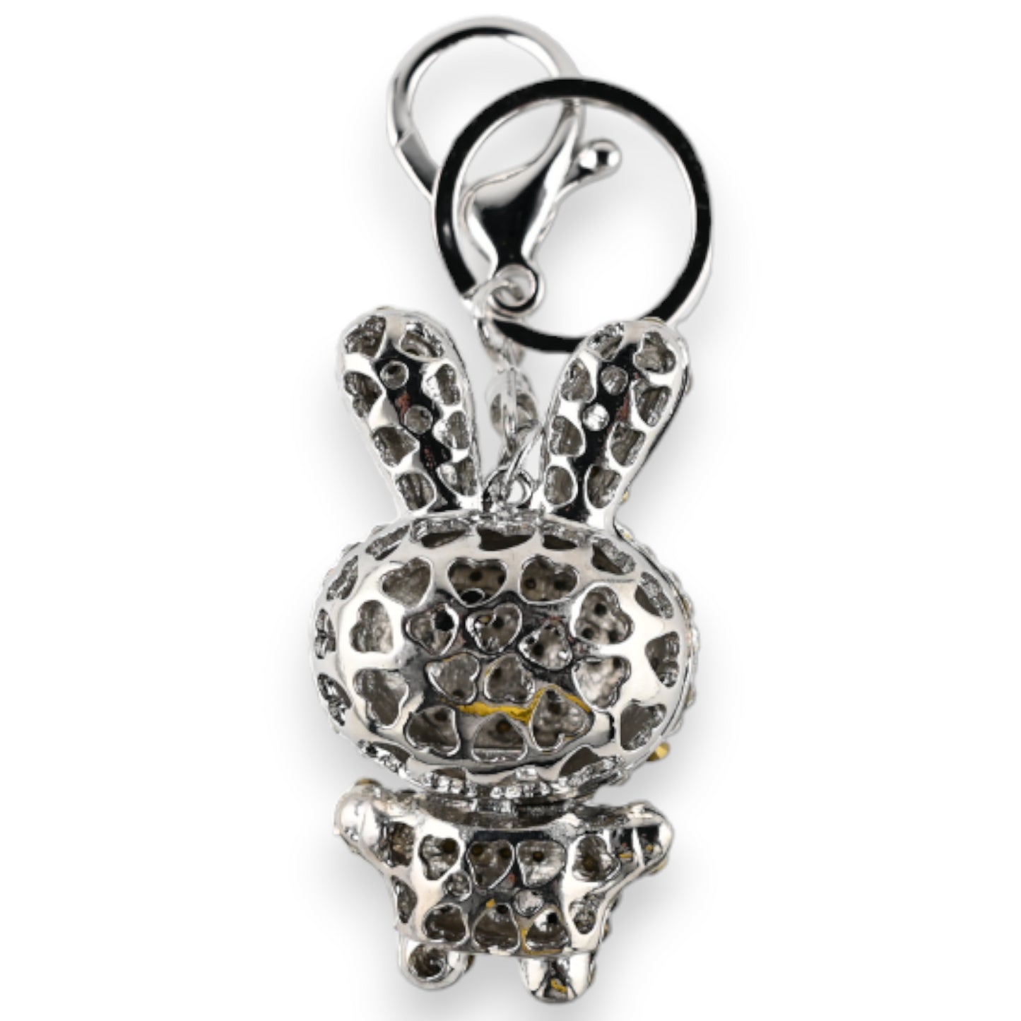 Porte-clés lapin strass blanc et gris
