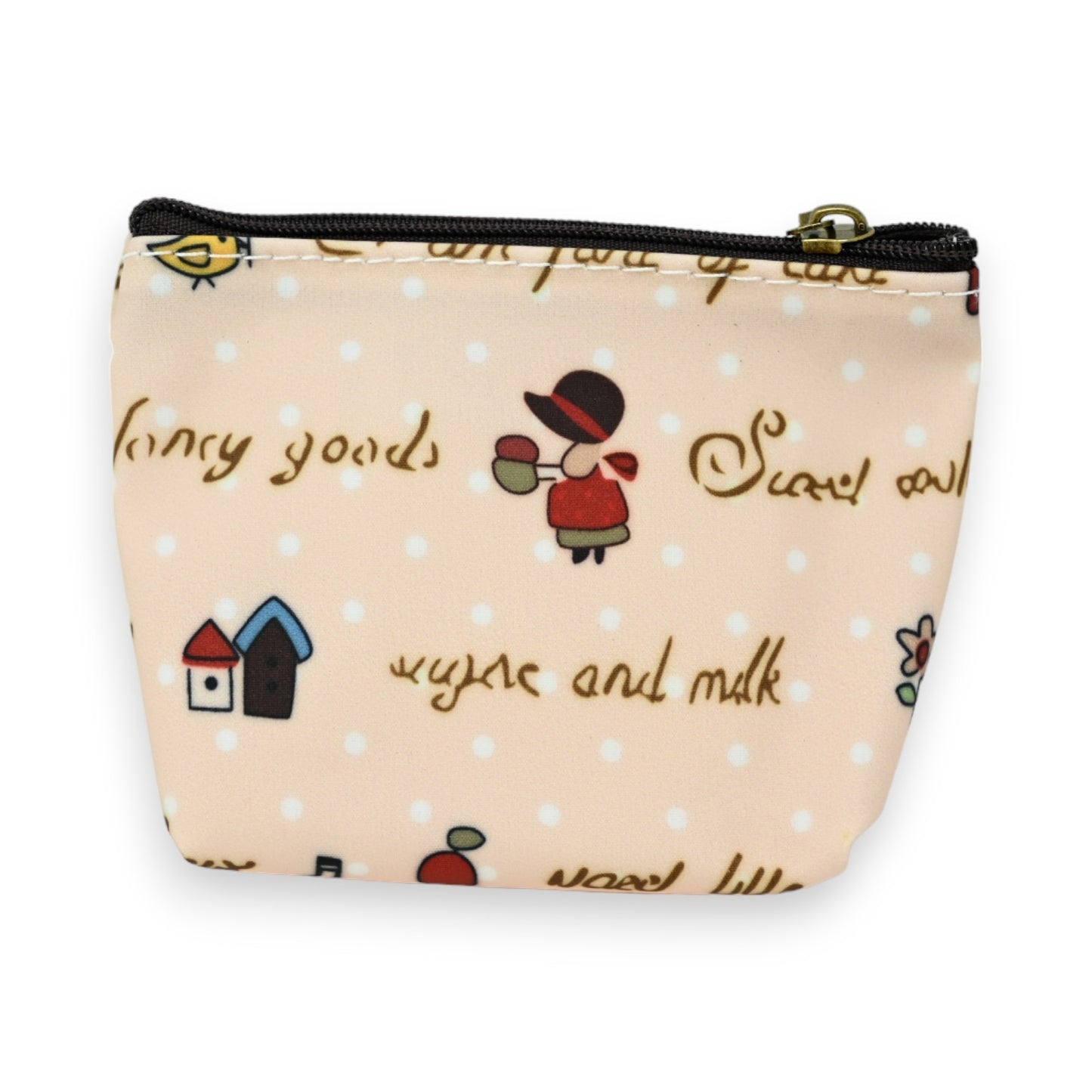 Porte monnaie motifs écriture rose