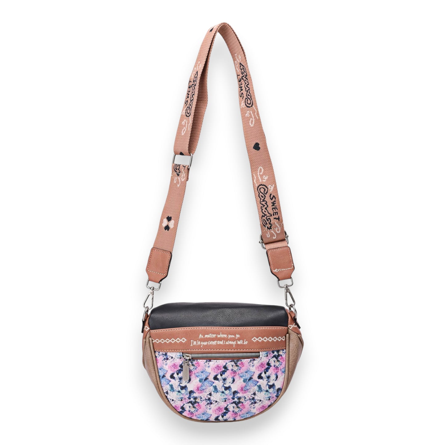 Sac banane bandoulière papillons Sweet & Candy rose et noir