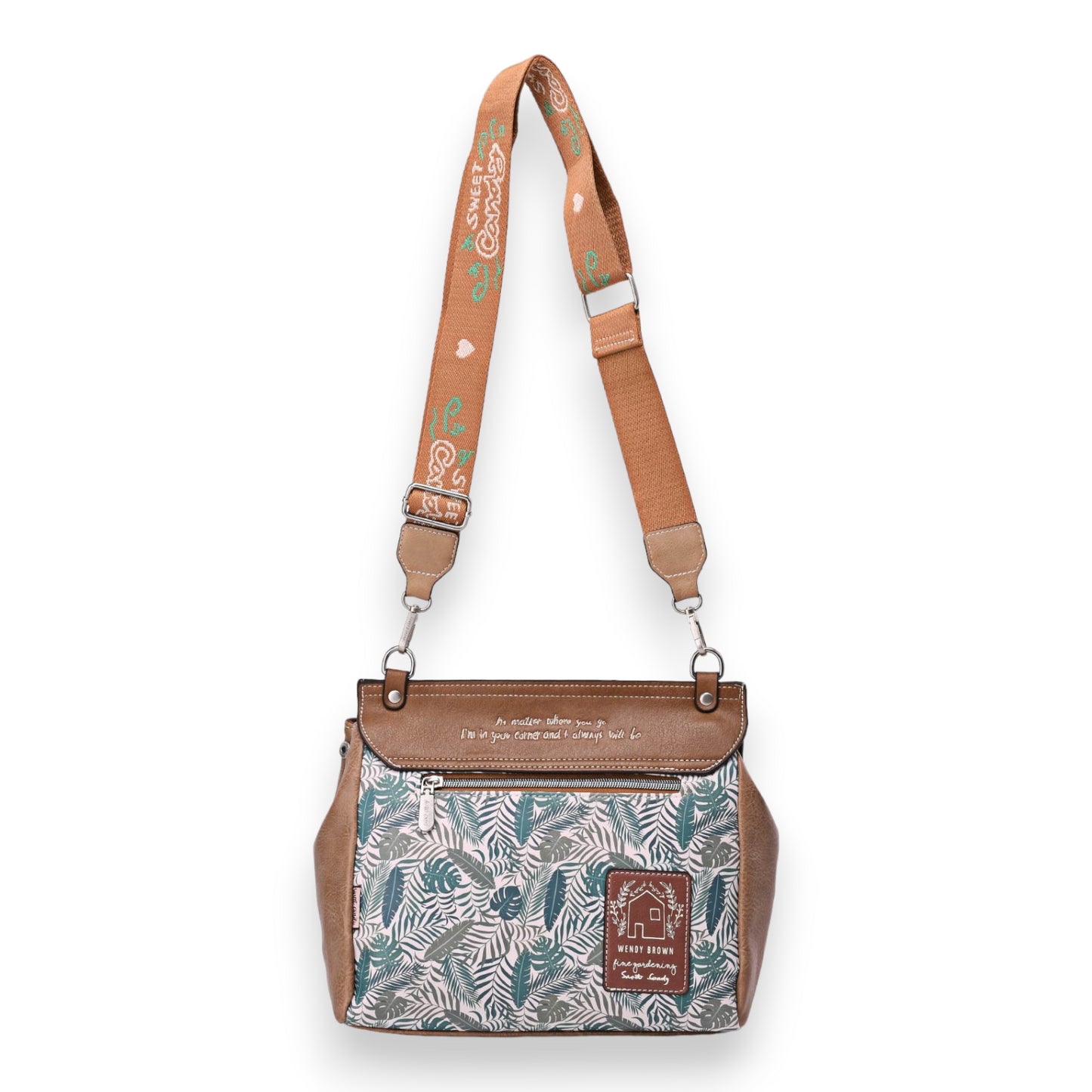 Sac bandoulière carré cartable Sweet & Candy rose et marron