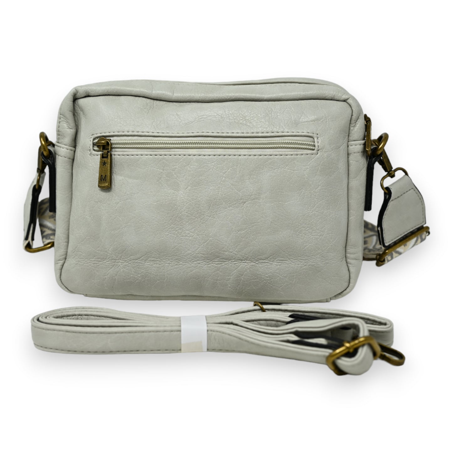 Sac bandoulière gris clair rectangle 2 poches reliefs