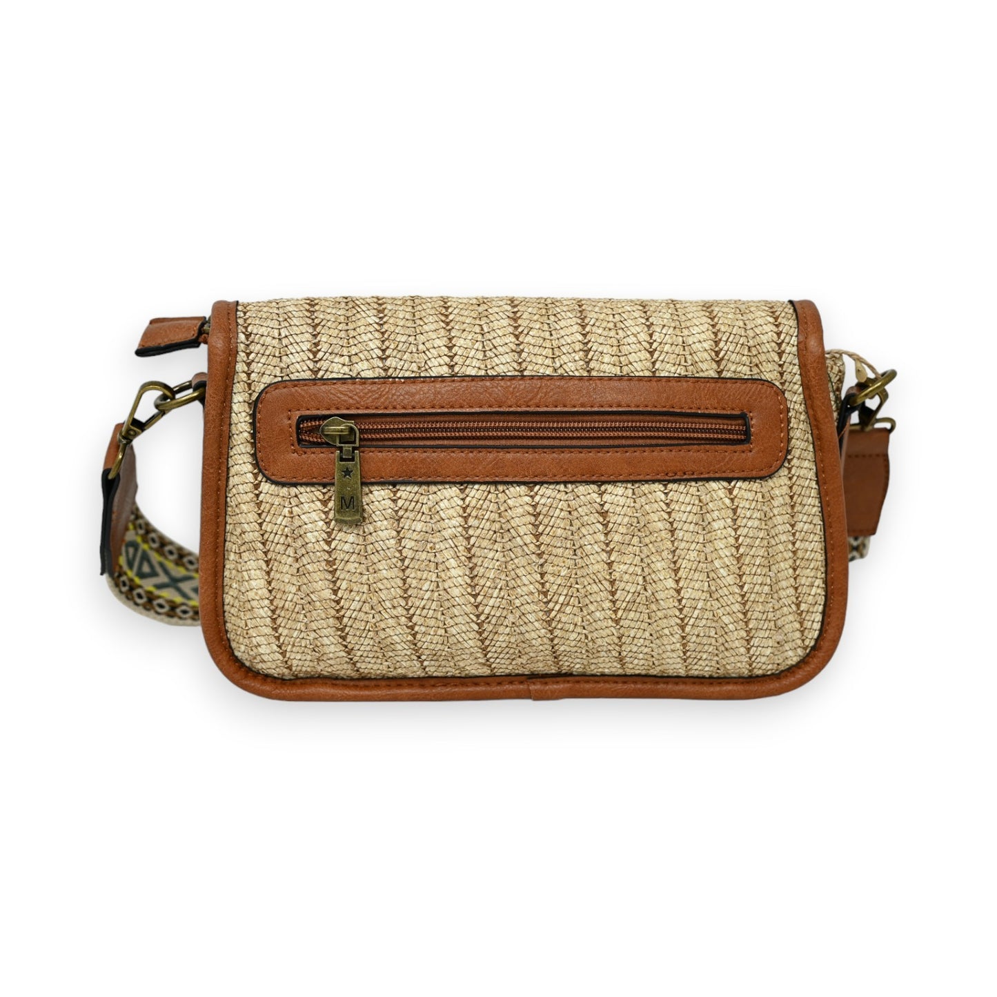 Sac bandoulière rectangle bohème paille