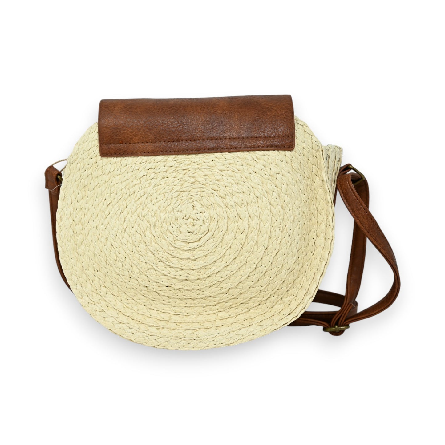 Sac bandoulière rond bohème beige clair