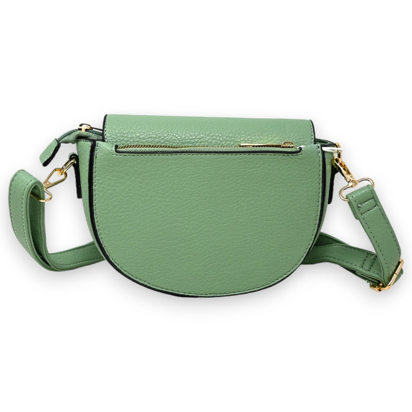 Sac bandoulière vert d'eau fermoir doré chic