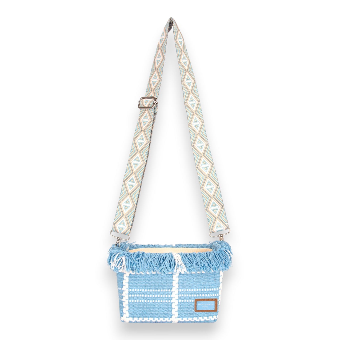 Sac bandoulière tissu David Jones bleu ciel
