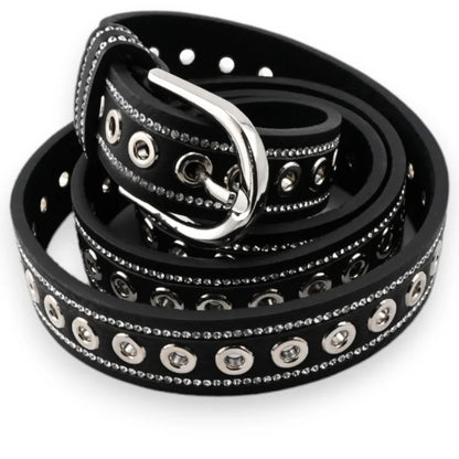Ceinture noire cloutée et strassée femme