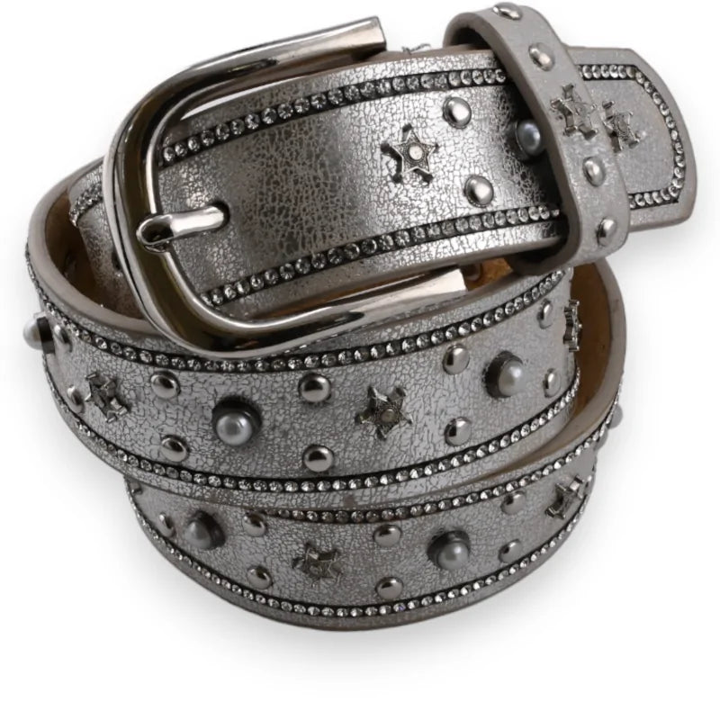 Ceinture cloutée étoile femme argenté
