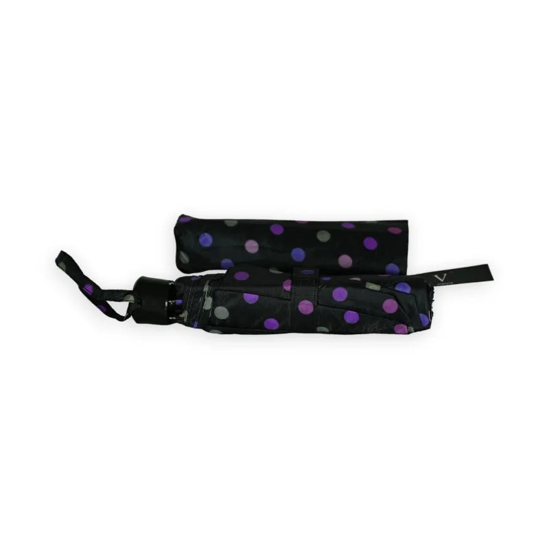 Pochette noire à pois violets et verts pour parapluie pliant manuel