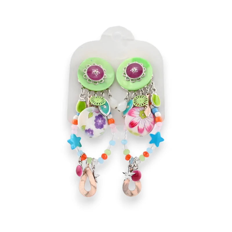 Boucles d'oreilles clip en métal multicolores de chez Ikita