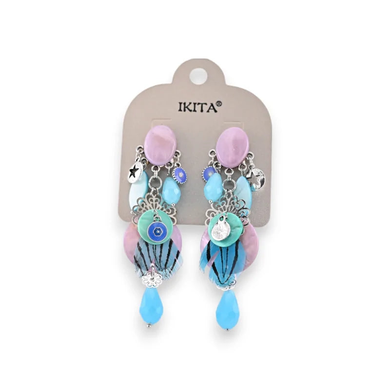 Boucles d'oreilles clip en métal multicolores de chez Ikita