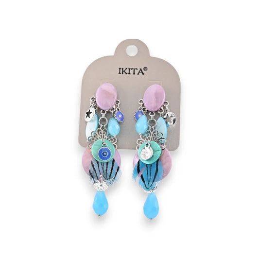 Boucles d'oreilles clip en métal multicolores de chez Ikita