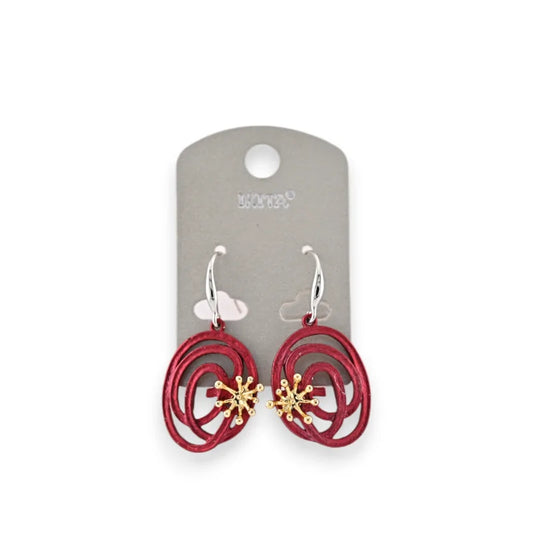 Boucles d'oreilles métal bordeau design marque Ikita