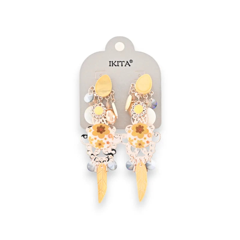 Boucles d'oreilles à clip esprit bohème chic métal doré marque Ikita