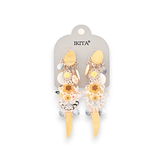 Boucles d'oreilles à clip esprit bohème chic métal doré marque Ikita