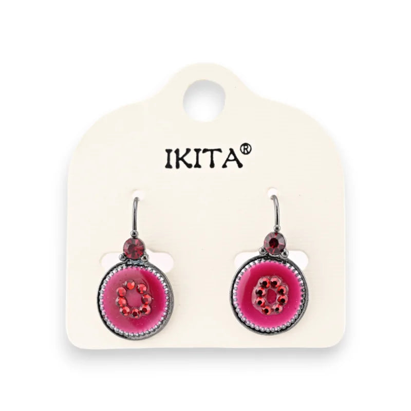 Boucles d'Oreilles  Médaillon grena marque Ikita