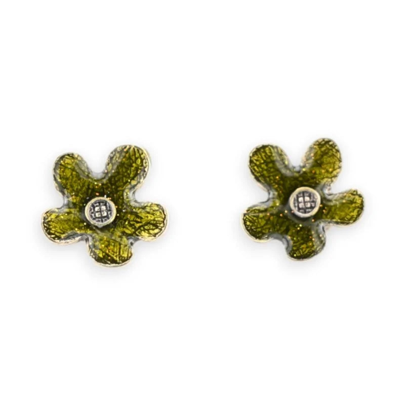 Boucles d'oreilles fleur kaki vintage