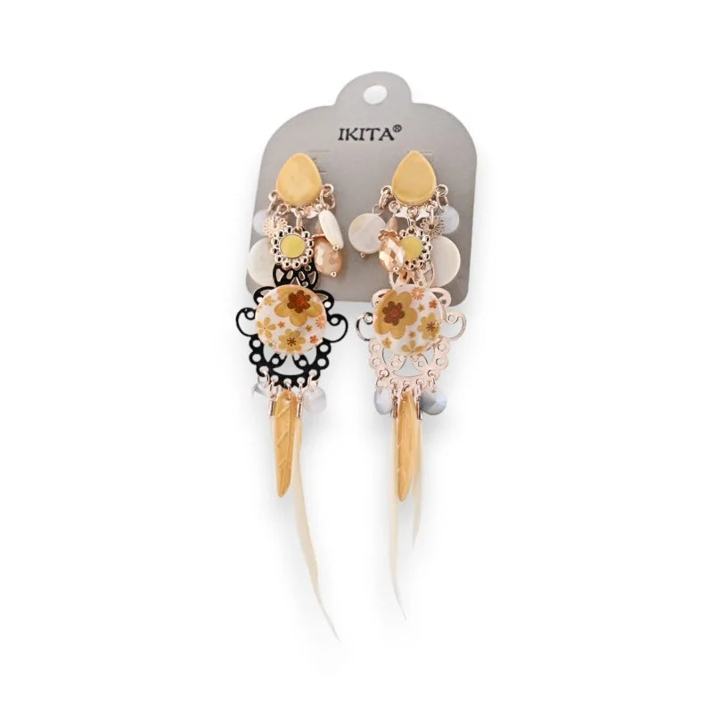 Boucles d'oreilles bohèmes chic dorées Ikita