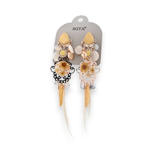 Boucles d'oreilles bohèmes chic dorées Ikita