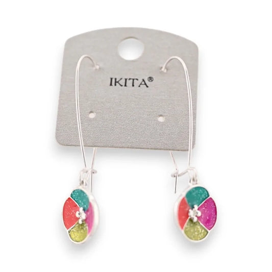 Boucles d'oreilles fleur multicolore  de chez Ikita