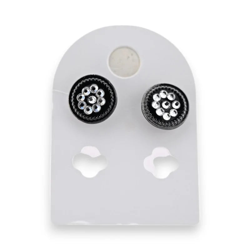 Boucles d'oreilles rondes métal noir