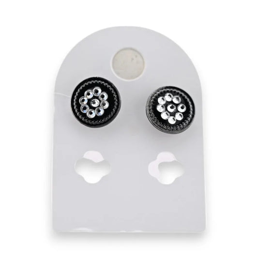 Boucles d'oreilles rondes métal noir