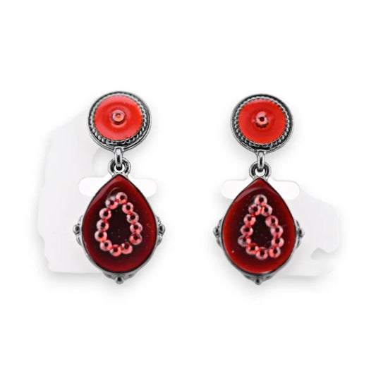 Boucles d'oreilles pendantes rouges