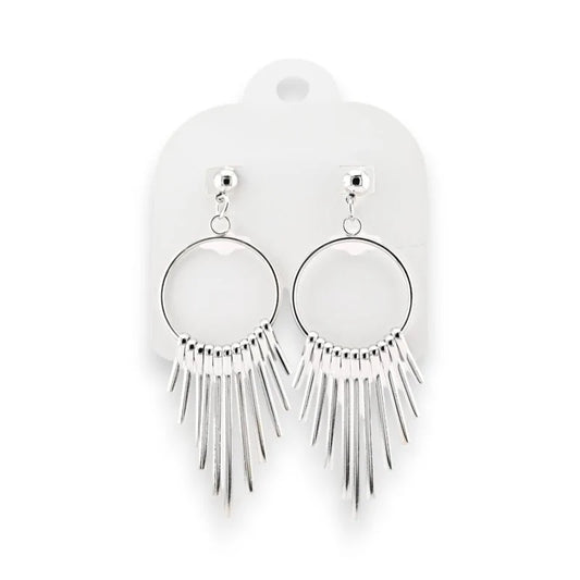 Boucles d'oreilles pendantes en métal argenté