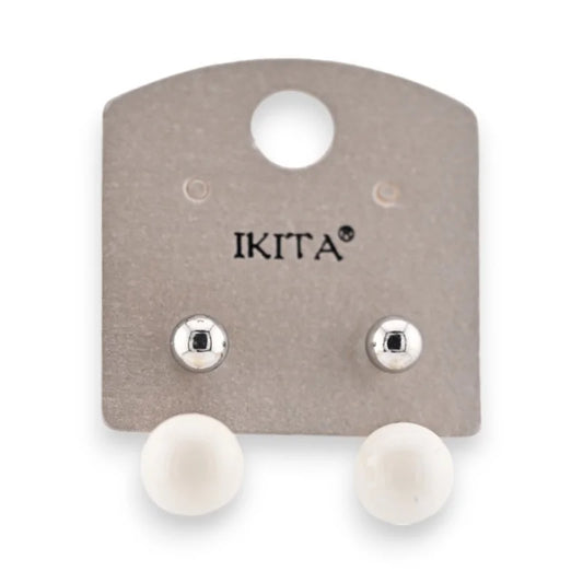 Boucles d'oreilles perle blanche de chez Ikita