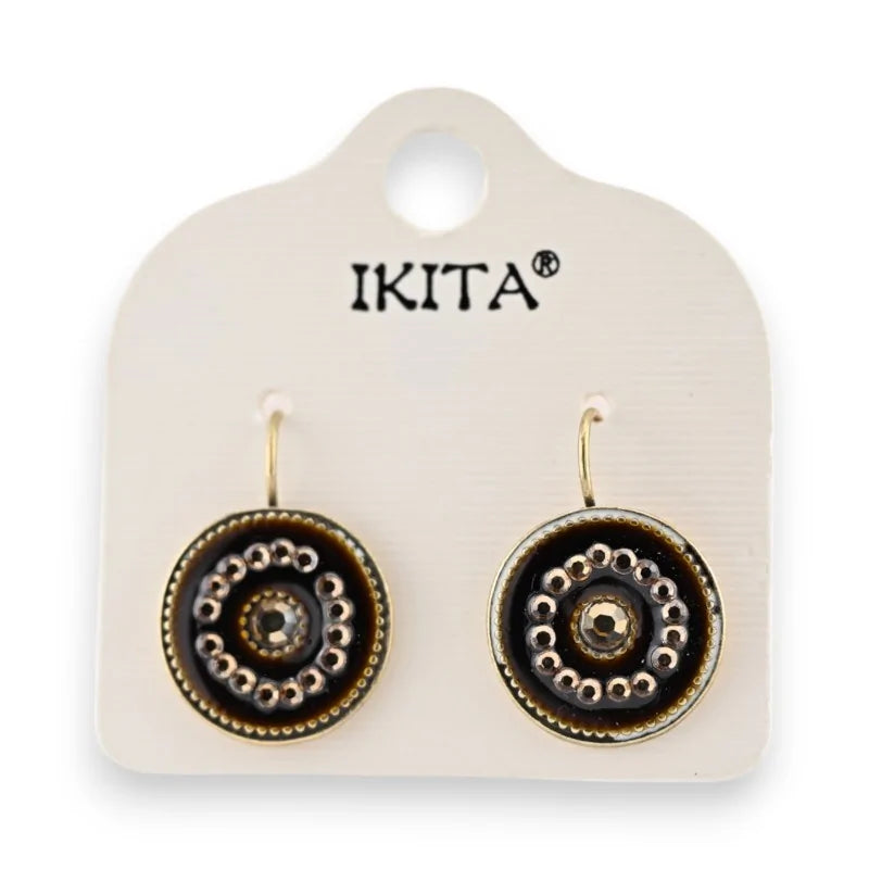 Boucles d'oreilles Ikita marron et strass