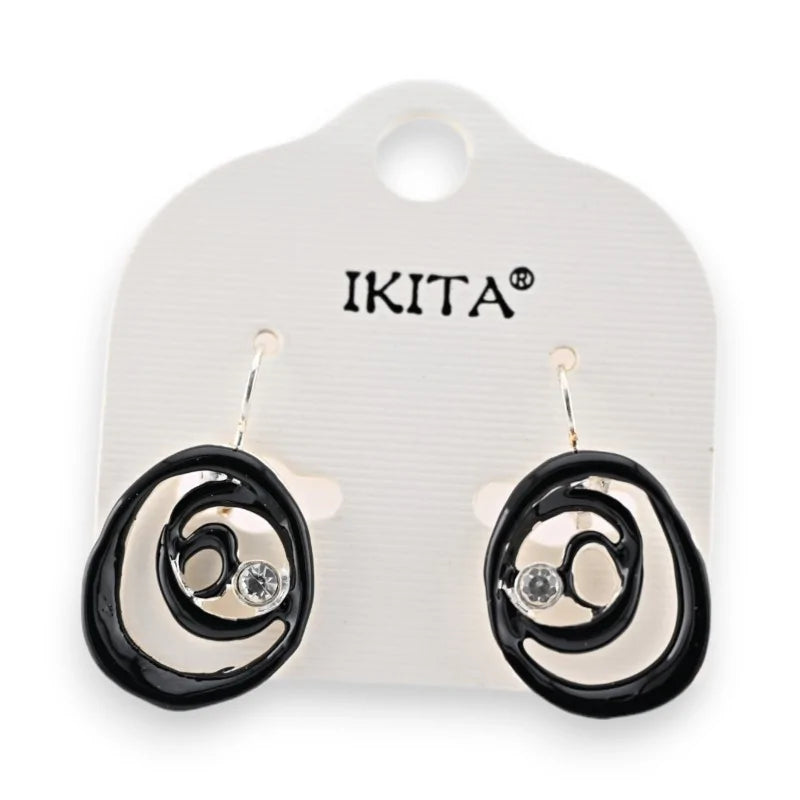 Boucles d'oreilles spirale noire de chez Ikita