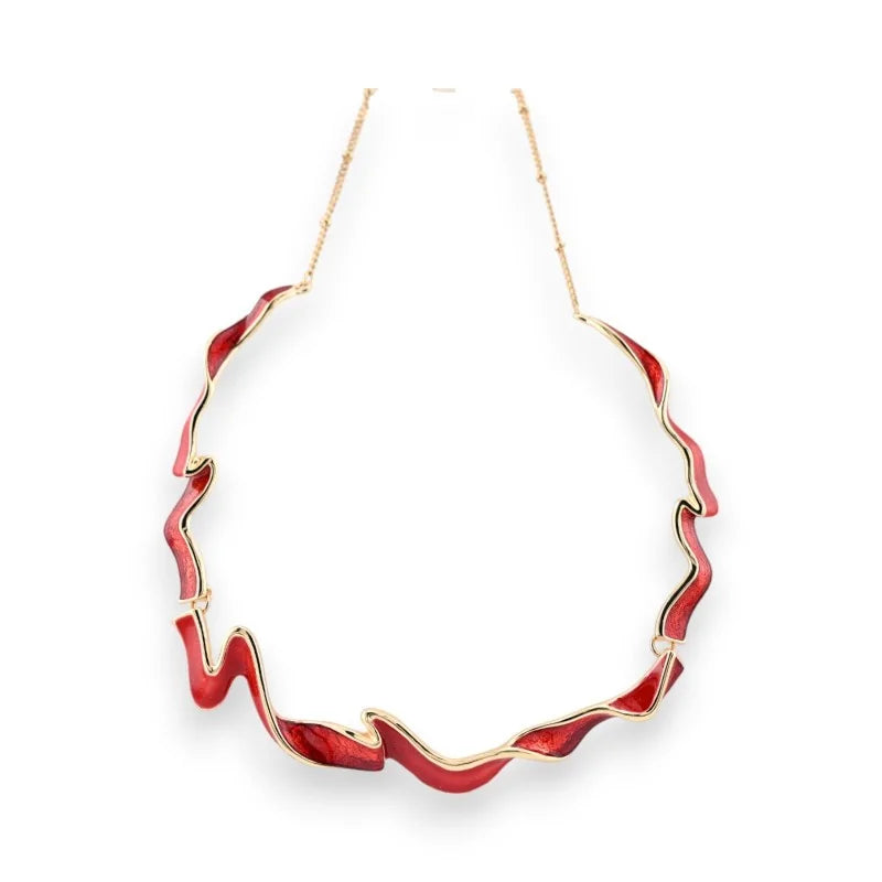 Collier  rigide zig-zag doré rouge de chez Ikita