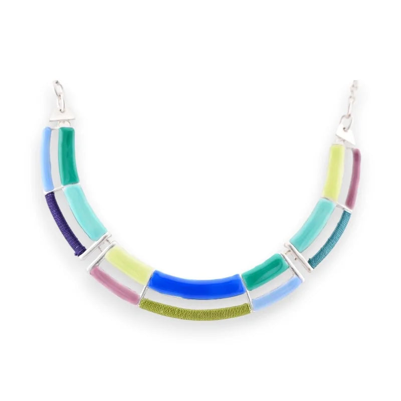 Collier Semi-Rigide Ikita argenté vert bleu