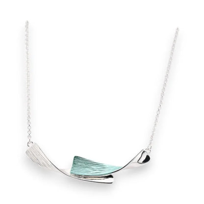 Collier médaillon Ikita argent avec insert bleu turquoise, design moderne et épuré