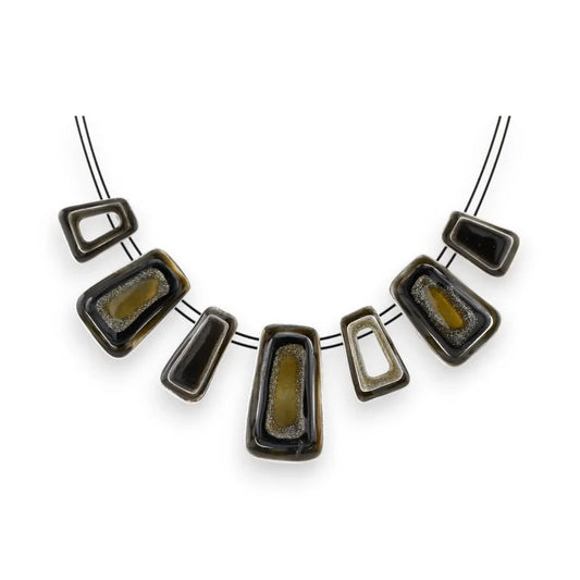 Collier géométrique Ikita argenté et noir