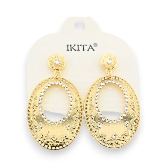 Boucles d'oreilles orientales dorées strass blanc  IKITA