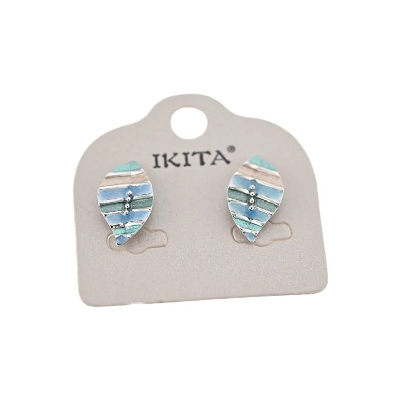 Boucles d'oreilles Ikita Feuilles Bleues