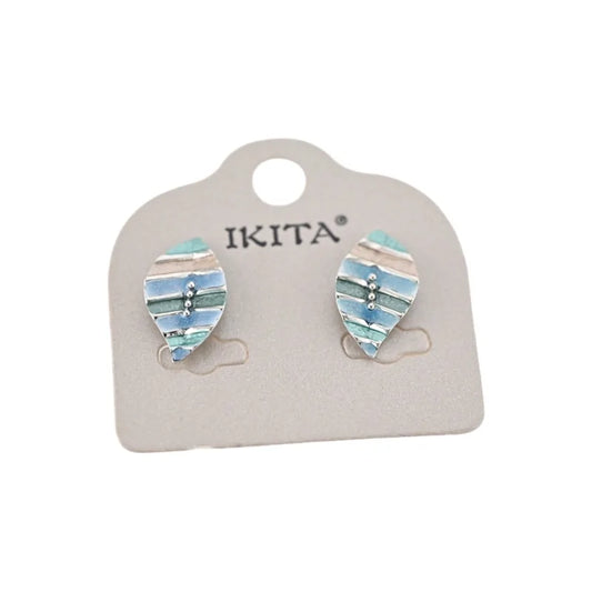 Boucles d'oreilles Ikita Feuilles Bleues