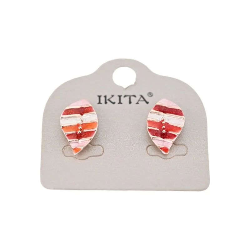 Boucles d'oreilles Ikita Feuilles rouge orange