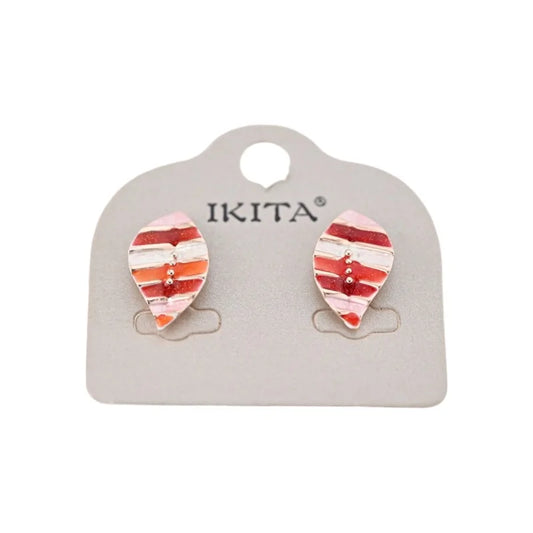 Boucles d'oreilles Ikita Feuilles rouge orange