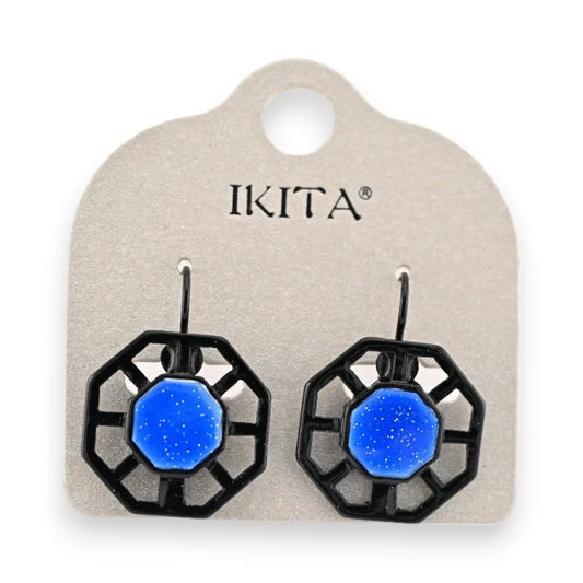 Boucles d'oreilles géométriques Ikita bleu roi