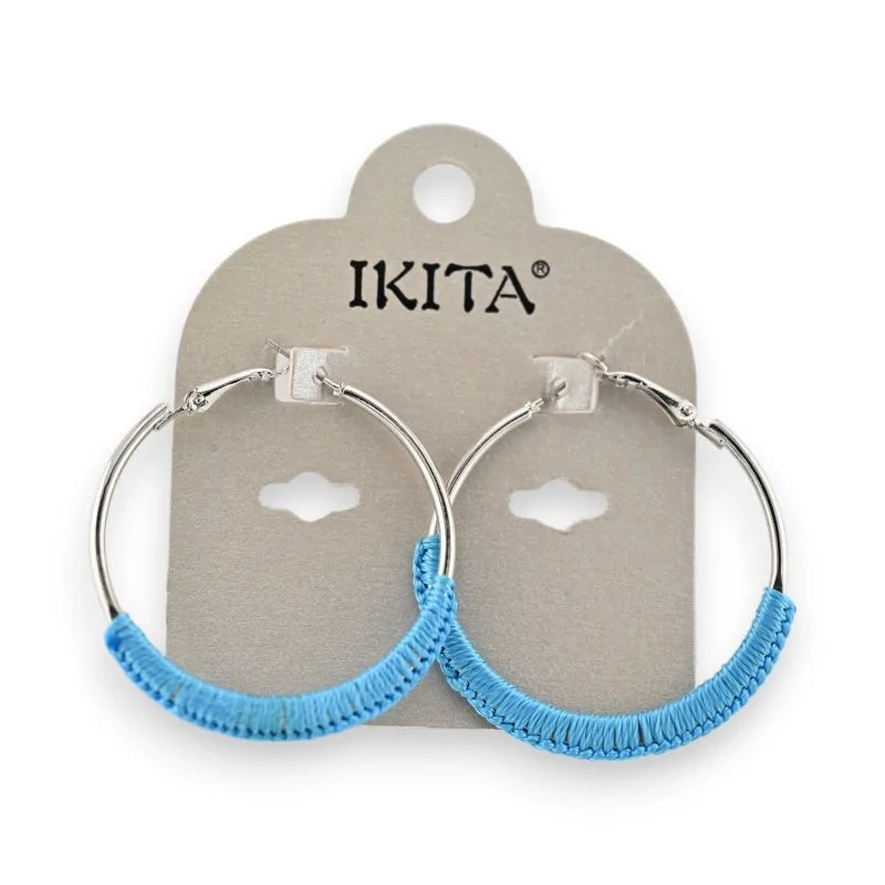 Boucles d'oreilles créoles Ikita bleu turquoise