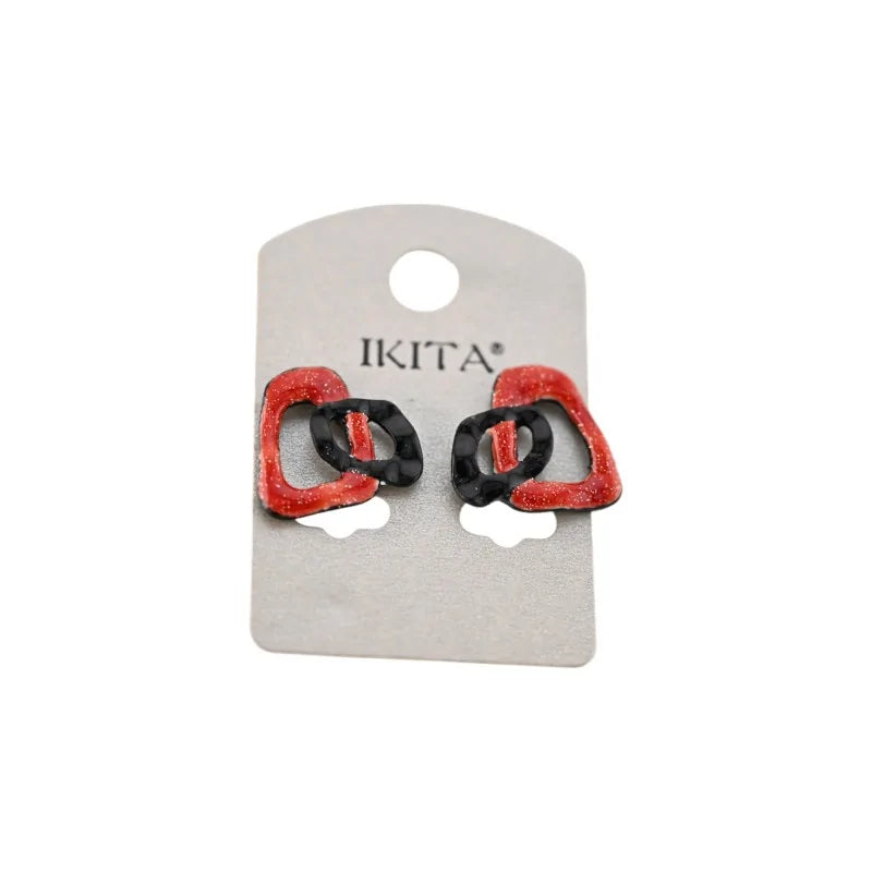 Boucles d'oreilles géométriques Ikita noir et orange