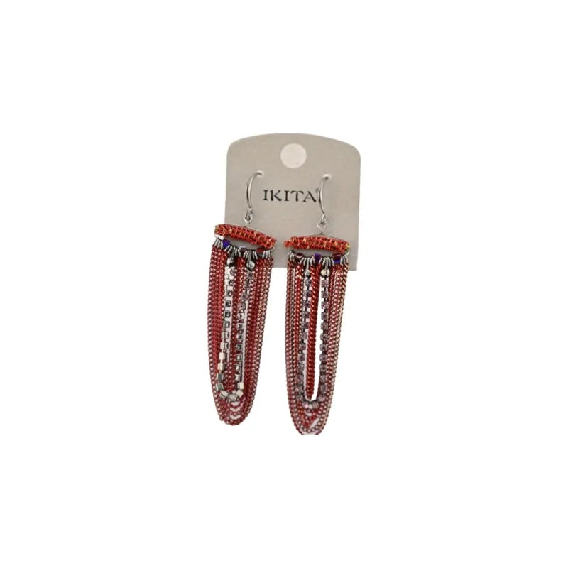 Boucles d'Oreilles Pendantes Chaines Bordeaux Ikita