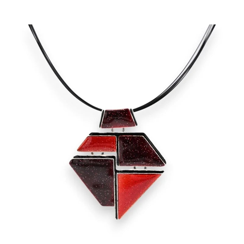 Collier géométrique  nuances rouge de chez Ikita