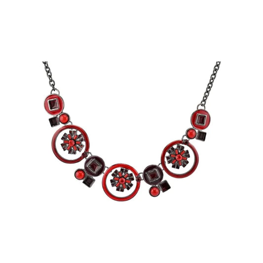 Collier fantaisie Ikita médaillons rouges