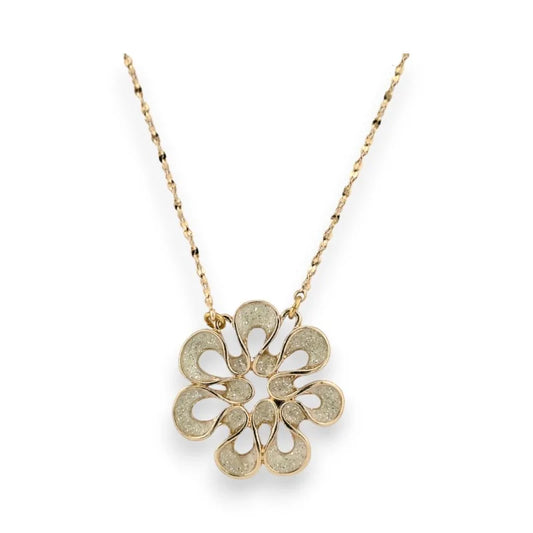 Collier Fleur Doré blanche paillette de chez Ikita