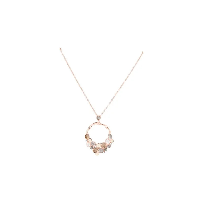Collier médaillon alvéoles dorées Ikita, pendentif rond ajouré, chaîne fine argentée